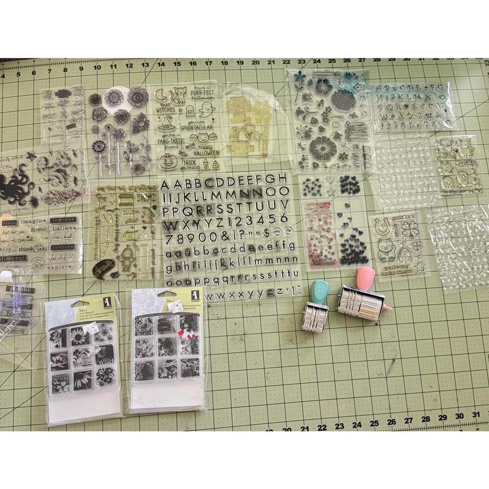 huge clear stamp lot alphabet floral halloween lawn fawn mixed media